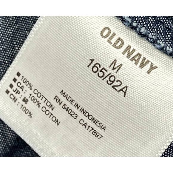 Old Navy Button Up Shirt Womens Size M Blue Long Sleeves 100% Cotton Minimalist - Picture 4 of 5